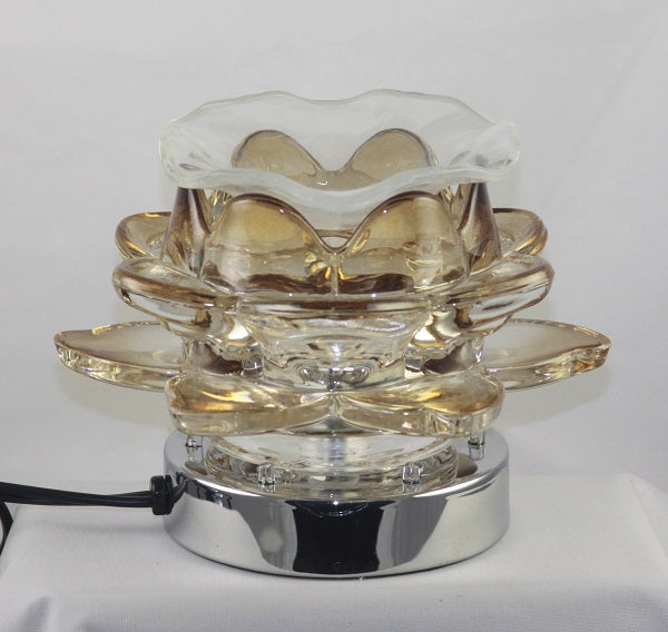 Golden Brown Flower Design Oil Warmer & Night Light